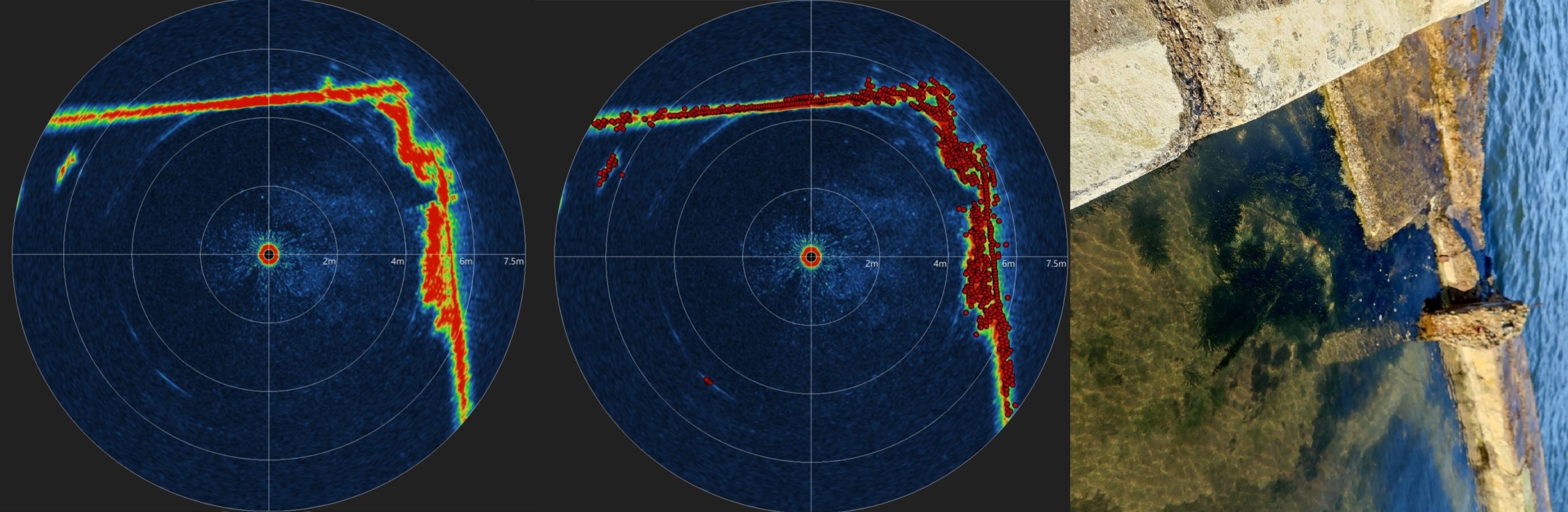 Image Data, Image Data With Profiler Points Overlaid, Photo of Profiled Pool Corner