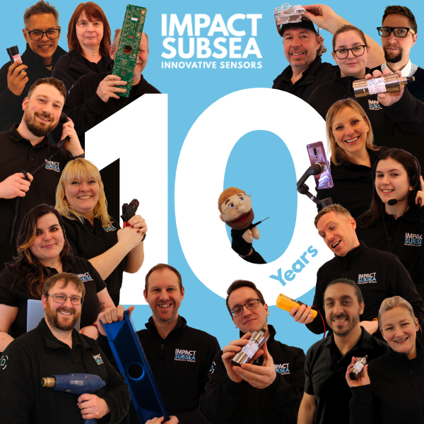 Team Impact Subsea surround a '10 years' graphic